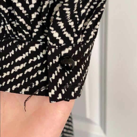 Kate Spade Reade Black White printed swing Herringbone Tie Neck Shift Dress XL - Picture 7 of 8